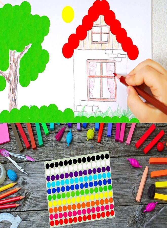 True-Ally ملصقات دائرية ذاتية اللصق من ترو-آلي، 2400 قطعة بألوان متنوعة، قطر 12 مم (0.5 بوصة)، سطح قابل للكتابة، مناسبة لأنشطة الأطفال، وتصنيف الملفات، ومخطط التقويم (ألوان متنوعة). - Image 3